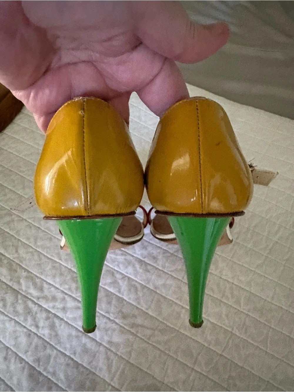 Giuseppe Zanotti Red and Yellow Leather Strappy Sandals Y2K Size 7.5